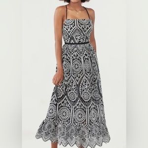 ELLEJAY Black embroidered boho dress